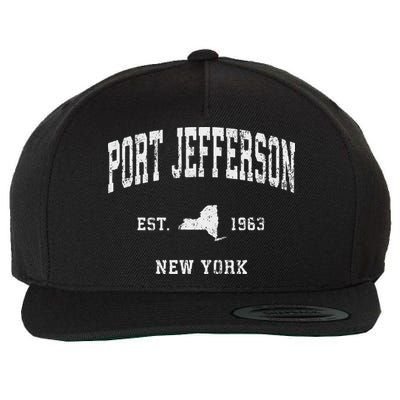 Port Jefferson New York Ny Vintage Athletic Sports Design Wool Snapback Cap