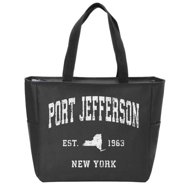 Port Jefferson New York Ny Vintage Athletic Sports Design Zip Tote Bag