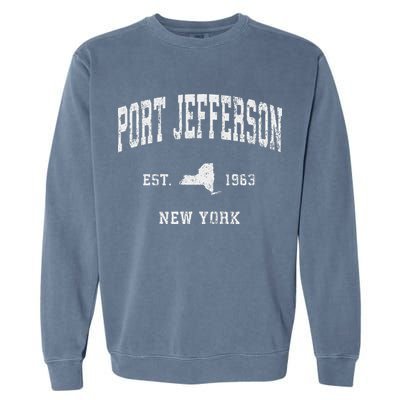 Port Jefferson New York Ny Vintage Athletic Sports Design Garment-Dyed Sweatshirt