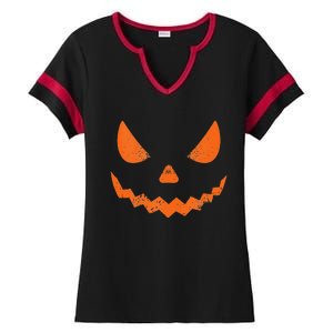 Pumpkin Jack O Lantern Face Evil Smile Halloween Costume Ladies Halftime Notch Neck Tee