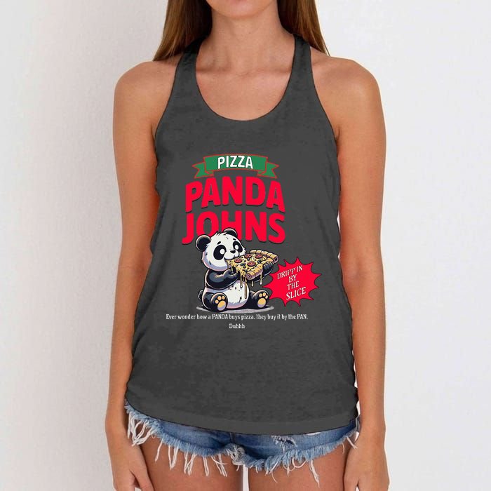 Panda Johns Pizza Lovers Women's Knotted Racerback Tank