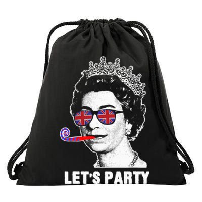 Platinum Jubilee. Queen & Union Jack LetS Party Funny Queen Drawstring Bag