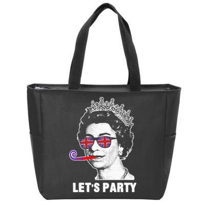 Platinum Jubilee. Queen & Union Jack LetS Party Funny Queen Zip Tote Bag