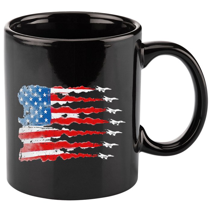 Patriotic Jet Red White Blue Usa Flag 4th Of July 11oz C Handle Ceramic Mug