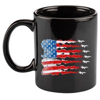 Patriotic Jet Red White Blue Usa Flag 4th Of July 11oz C Handle Ceramic Mug