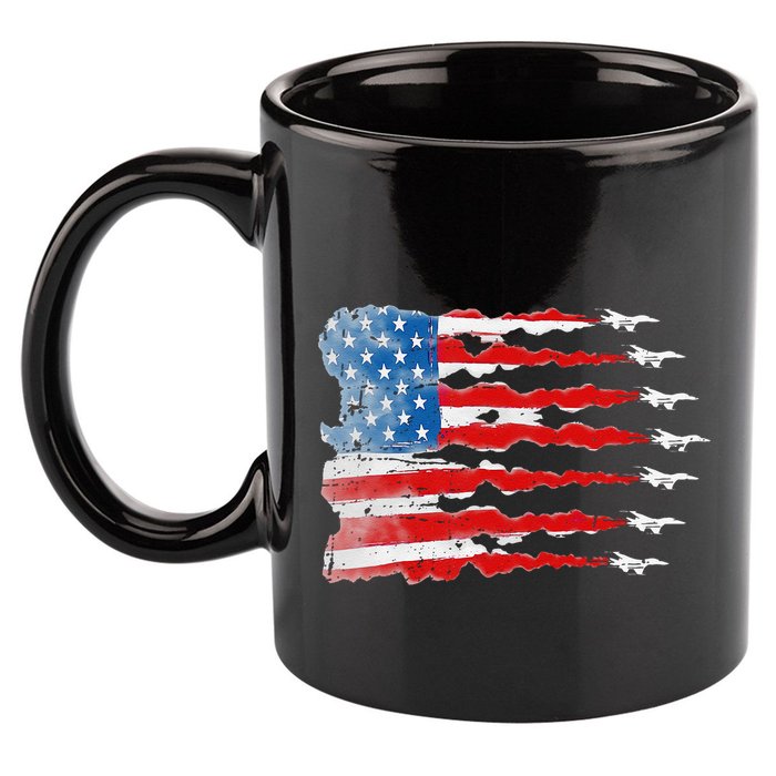 Patriotic Jet Red White Blue Usa Flag 4th Of July 11oz C Handle Ceramic Mug