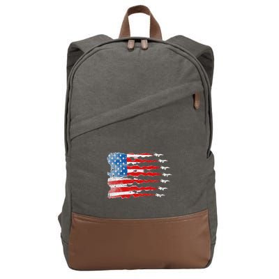 Patriotic Jet Red White Blue Usa Flag 4th Of July Cotton Canvas Backpack