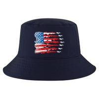 Patriotic Jet Red White Blue Usa Flag 4th Of July Cool Comfort Performance Bucket Hat