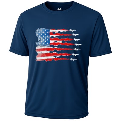 Patriotic Jet Red White Blue Usa Flag 4th Of July Performance Shirt