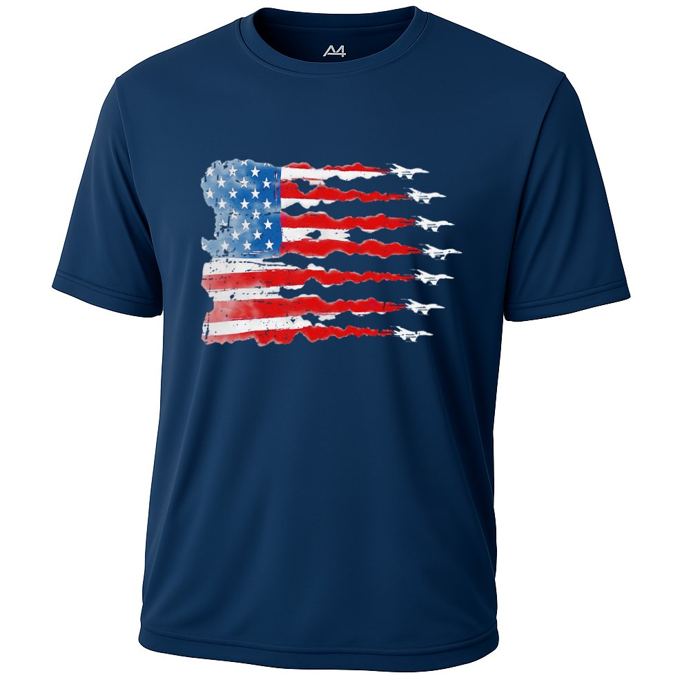 Patriotic Jet Red White Blue Usa Flag 4th Of July Cooling Performance Crew T-Shirt