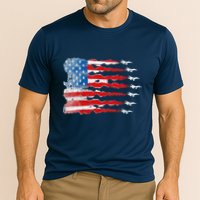 Patriotic Jet Red White Blue Usa Flag 4th Of July Cooling Performance Crew T-Shirt