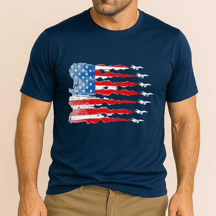 Patriotic Jet Red White Blue Usa Flag 4th Of July Cooling Performance Crew T-Shirt