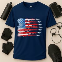 Patriotic Jet Red White Blue Usa Flag 4th Of July Cooling Performance Crew T-Shirt