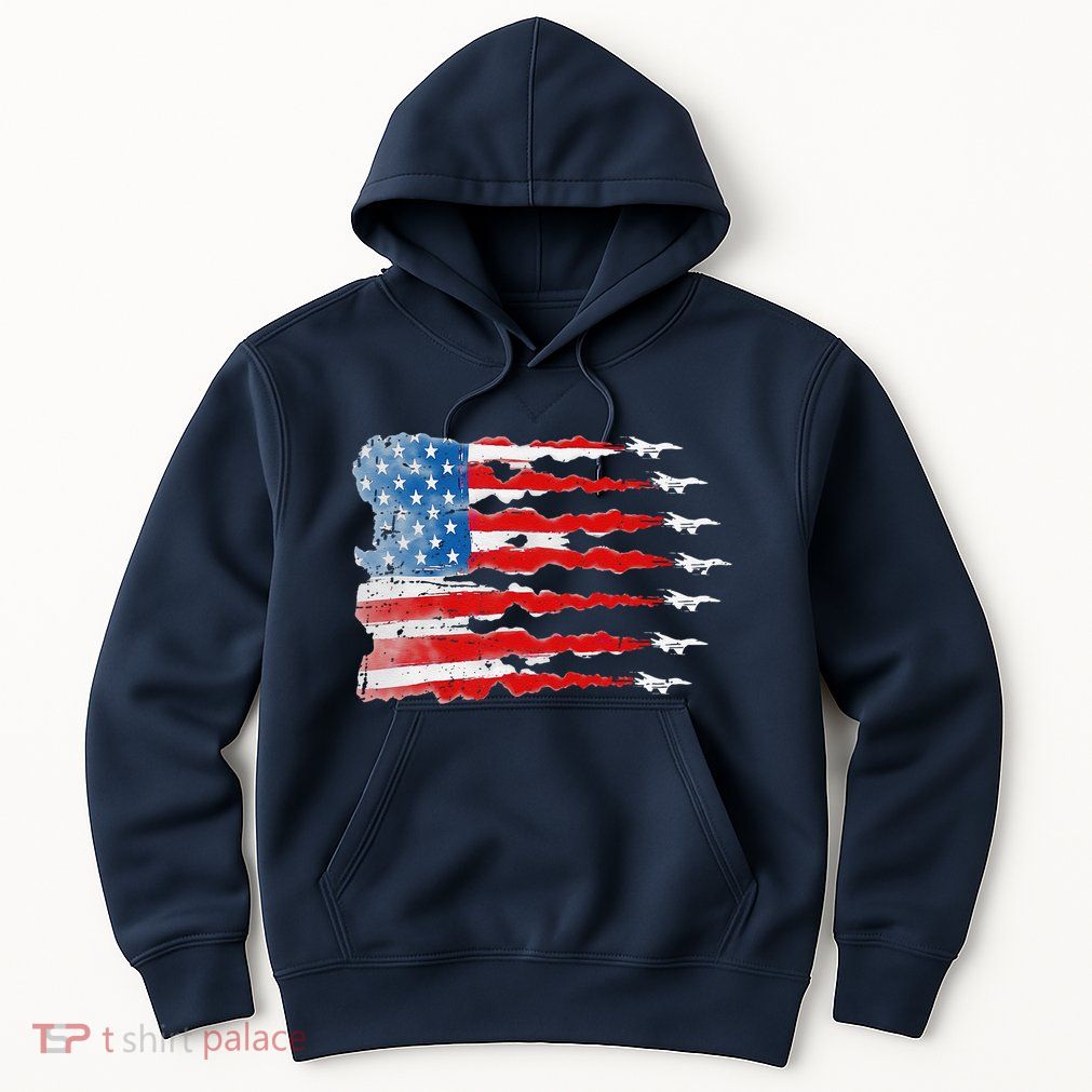 Patriotic Jet Red White Blue Usa Flag 4th Of July Hoodie