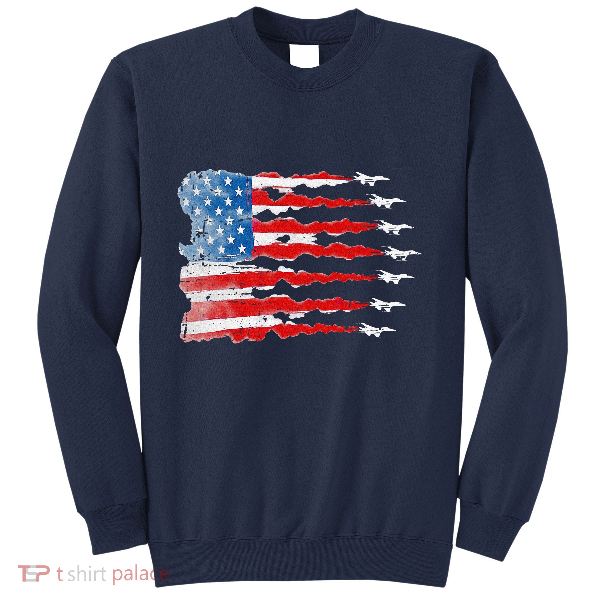 Patriotic Jet Red White Blue Usa Flag 4th Of July Sweatshirt