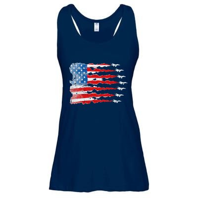Patriotic Jet Red White Blue Usa Flag 4th Of July Ladies Essential Flowy Tank