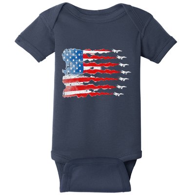 Patriotic Jet Red White Blue Usa Flag 4th Of July Baby Bodysuit