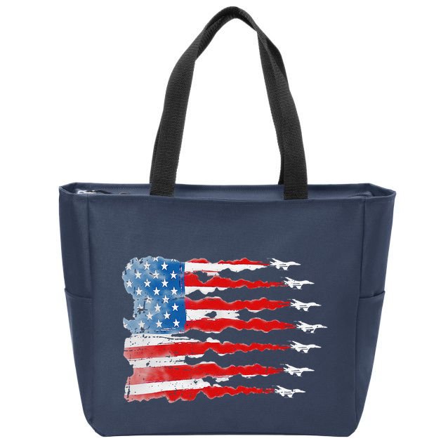 Patriotic Jet Red White Blue Usa Flag 4th Of July Zip Tote Bag