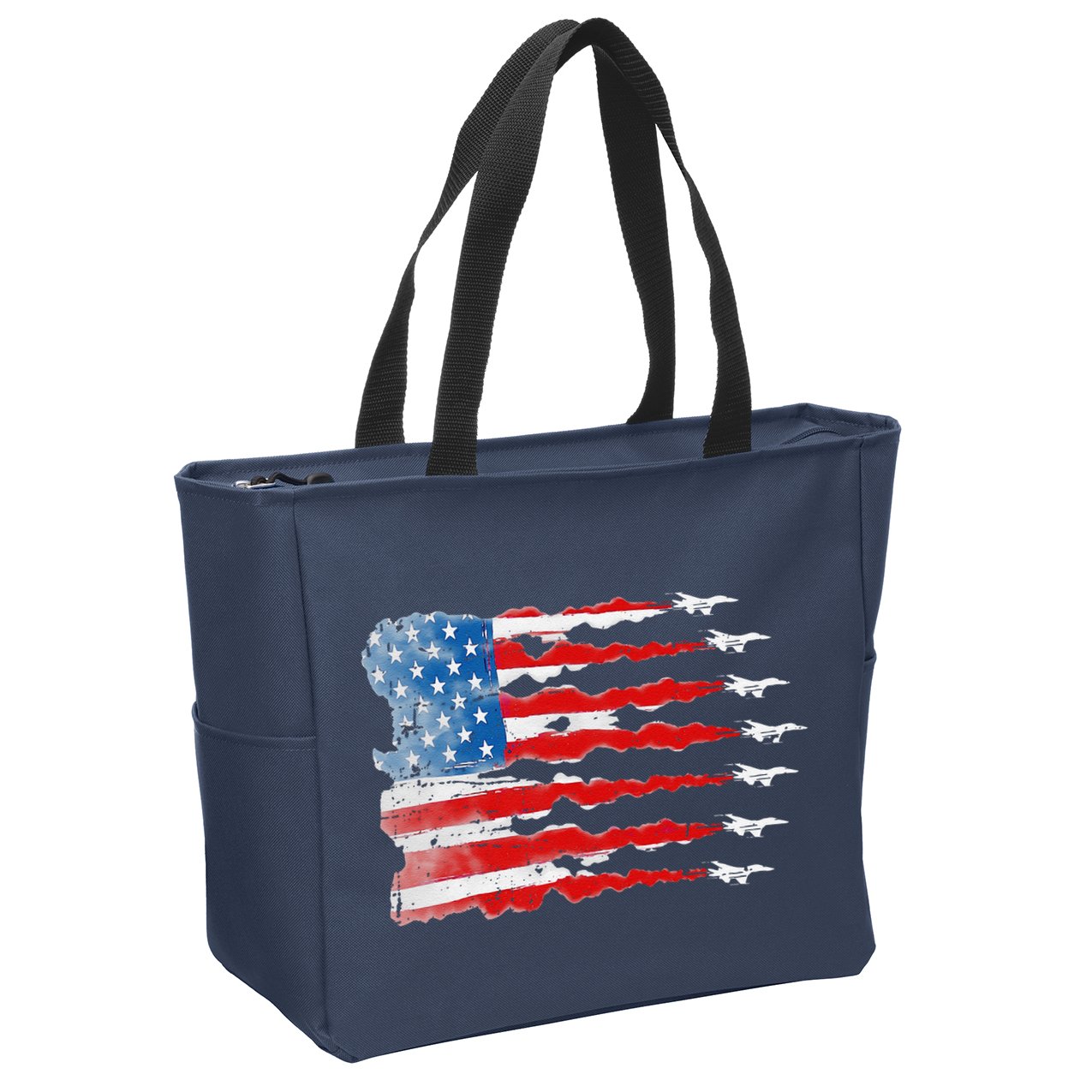 Patriotic Jet Red White Blue Usa Flag 4th Of July Zip Tote Bag