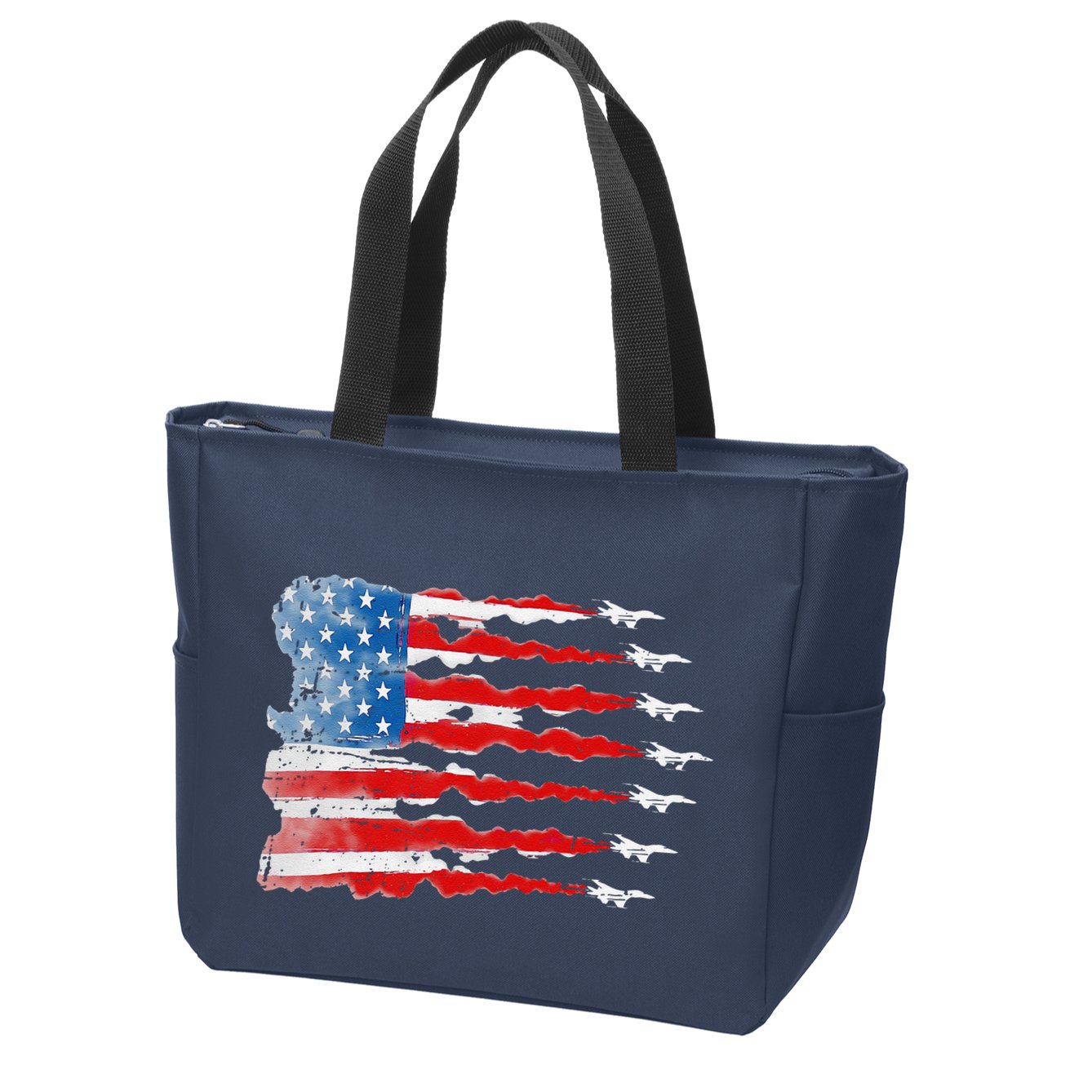 Patriotic Jet Red White Blue Usa Flag 4th Of July Zip Tote Bag