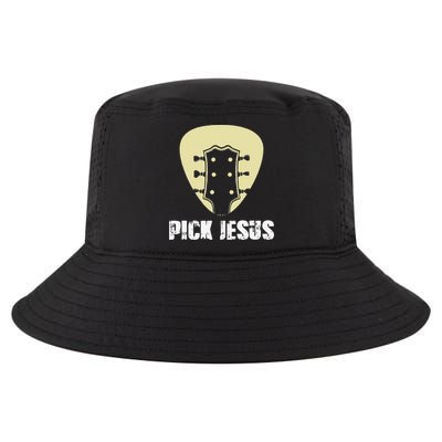 Pick Jesus Religious Musician Idea Guitar Worship Cool Comfort Performance Bucket Hat