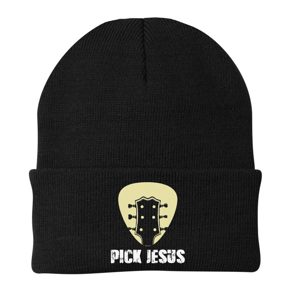Pick Jesus Religious Musician Idea Guitar Worship Beanie