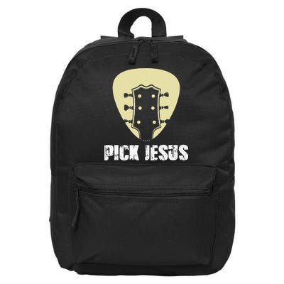 Pick Jesus Religious Musician Idea Guitar Worship 16 in Basic Backpack