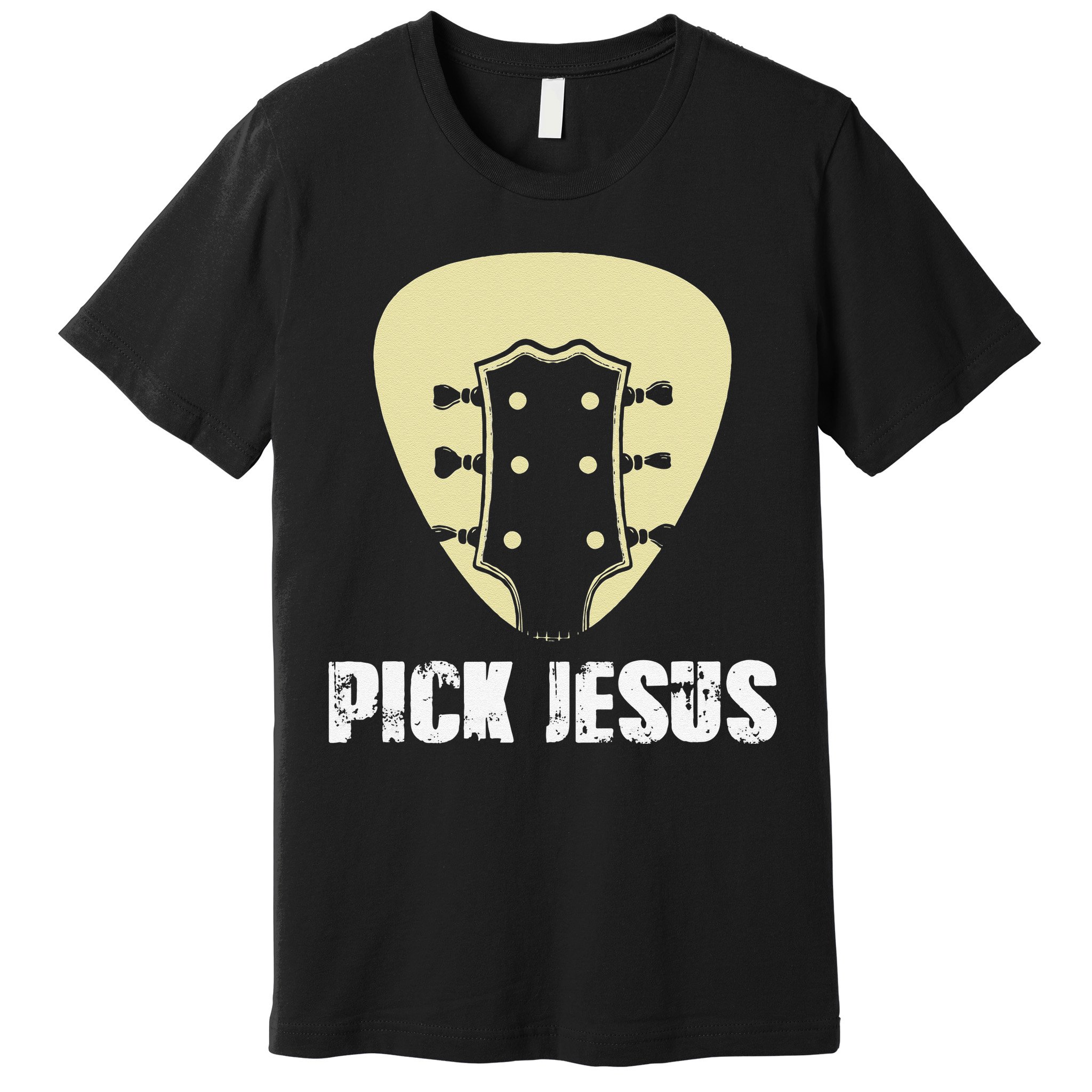Pick Jesus Religious Musician Idea Guitar Worship Premium T-Shirt