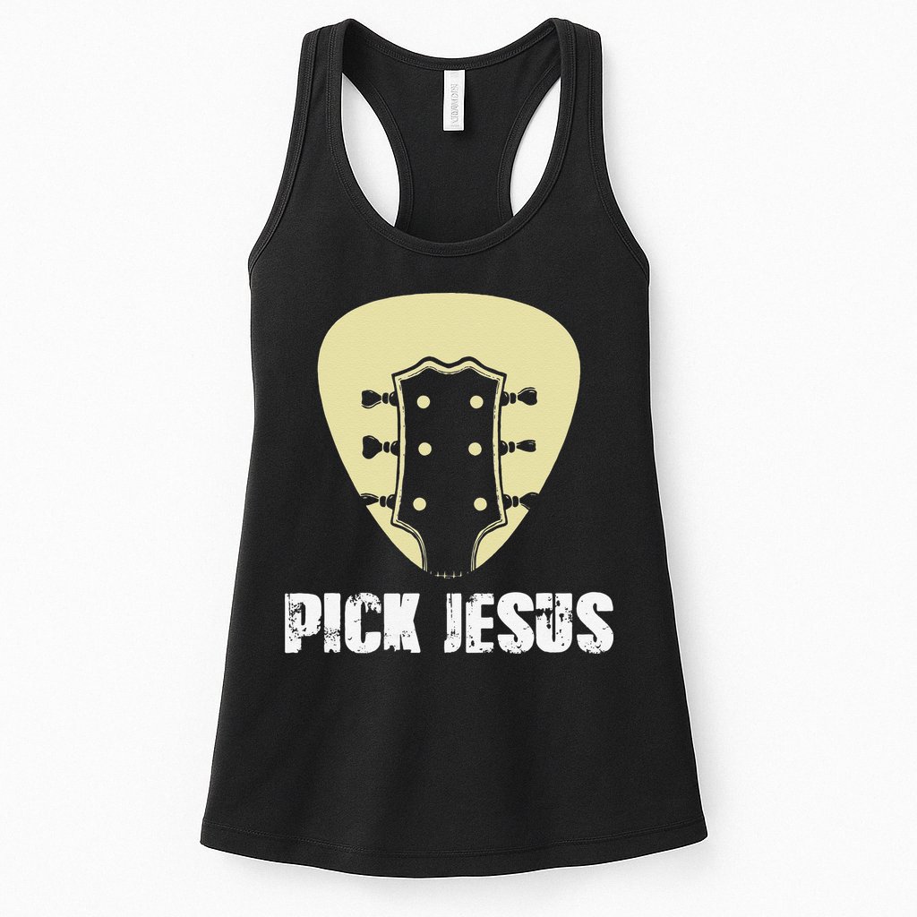 Pick Jesus Religious Musician Idea Guitar Worship Womens Tank Top