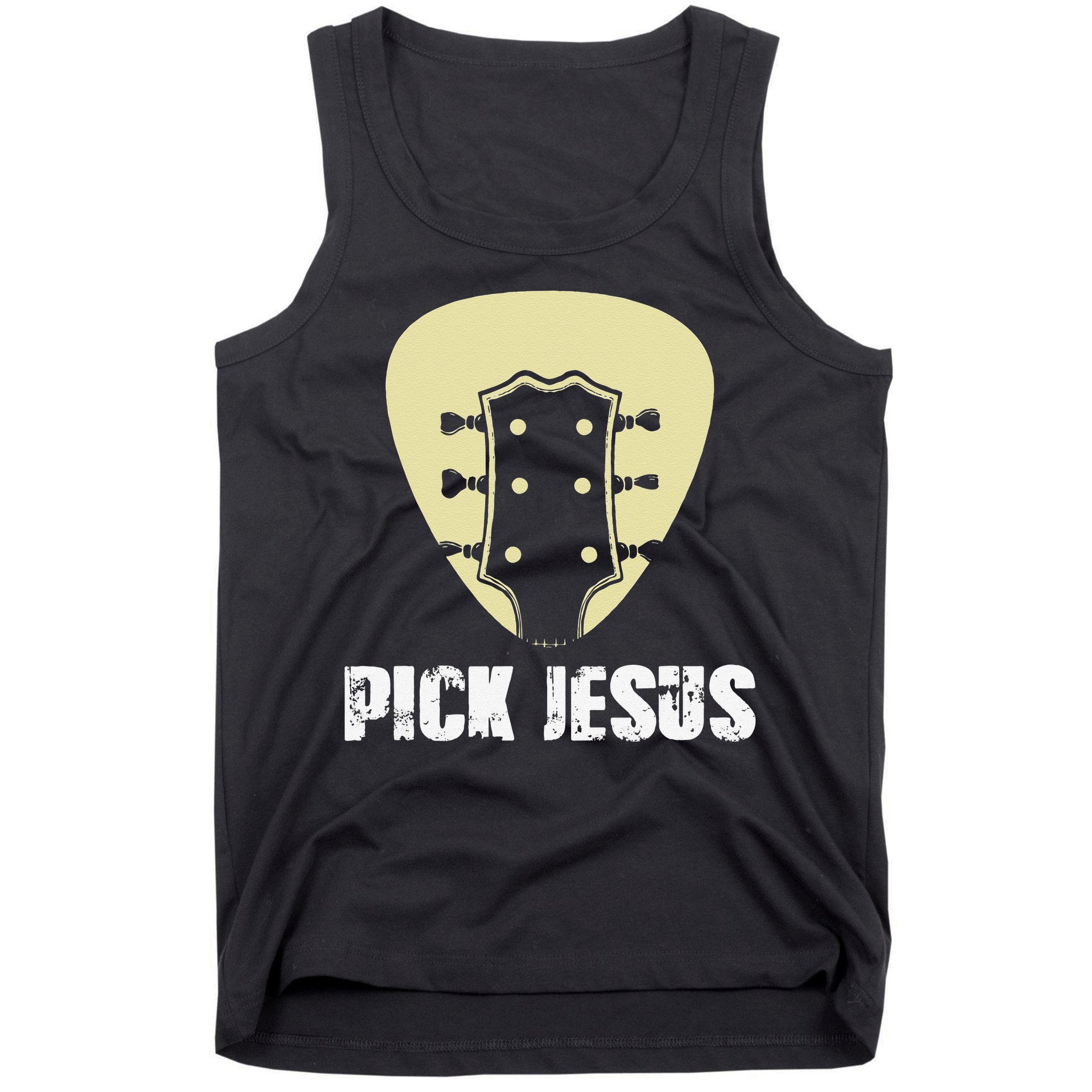 Pick Jesus Religious Musician Idea Guitar Worship Tank Top