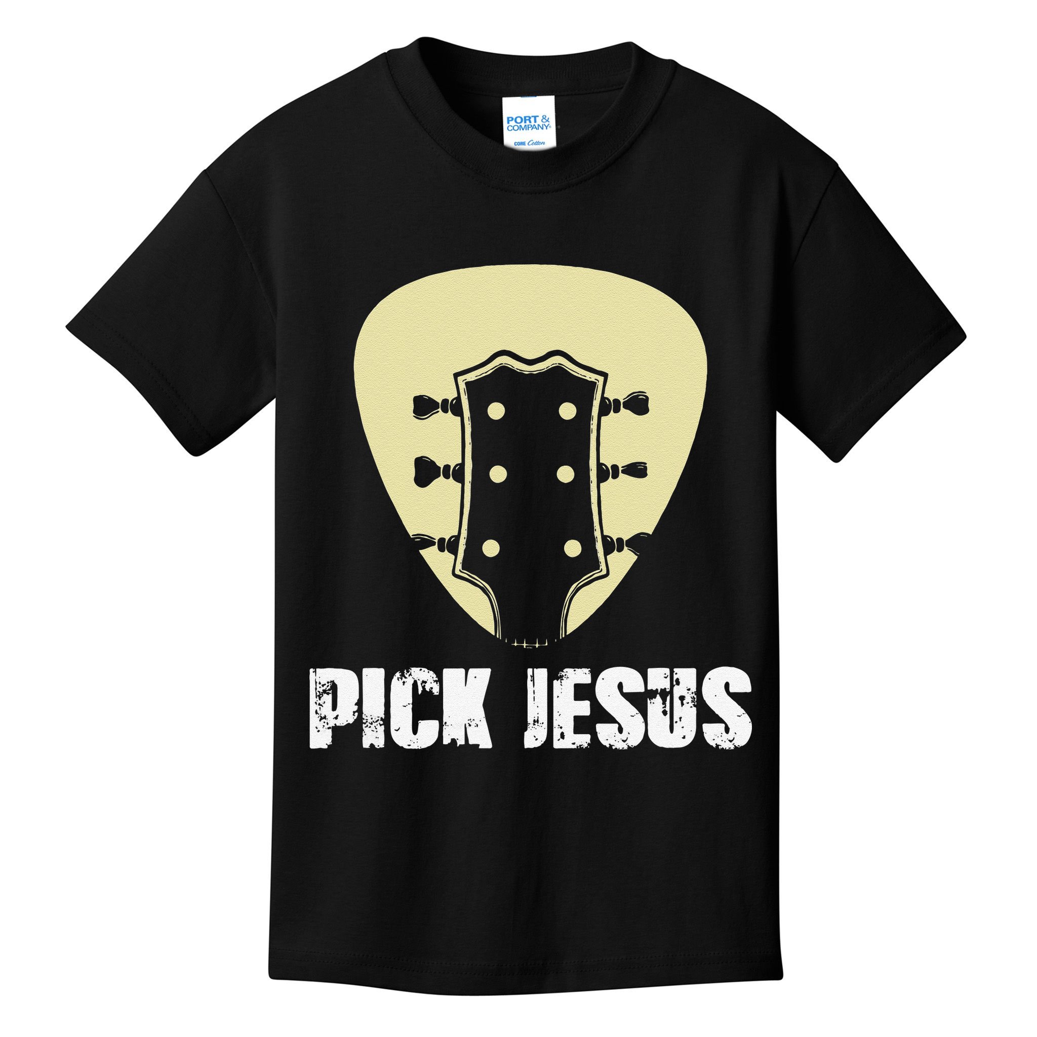 Pick Jesus Religious Musician Idea Guitar Worship Kids T-Shirt