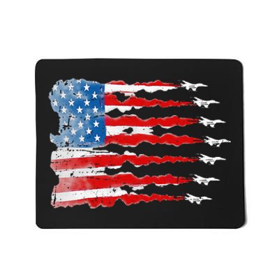 Patriotic Jet Red White Blue Usa Flag Mousepad