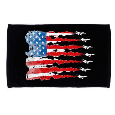 Patriotic Jet Red White Blue Usa Flag Microfiber Hand Towel