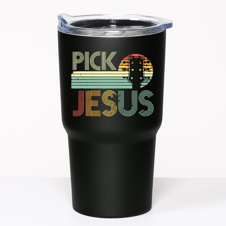 Pick Jesus Religious Musician Idea Guitar Worship Tumbler