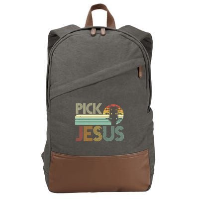 Pick Jesus Religious Musician Idea Guitar Worship Cotton Canvas Backpack