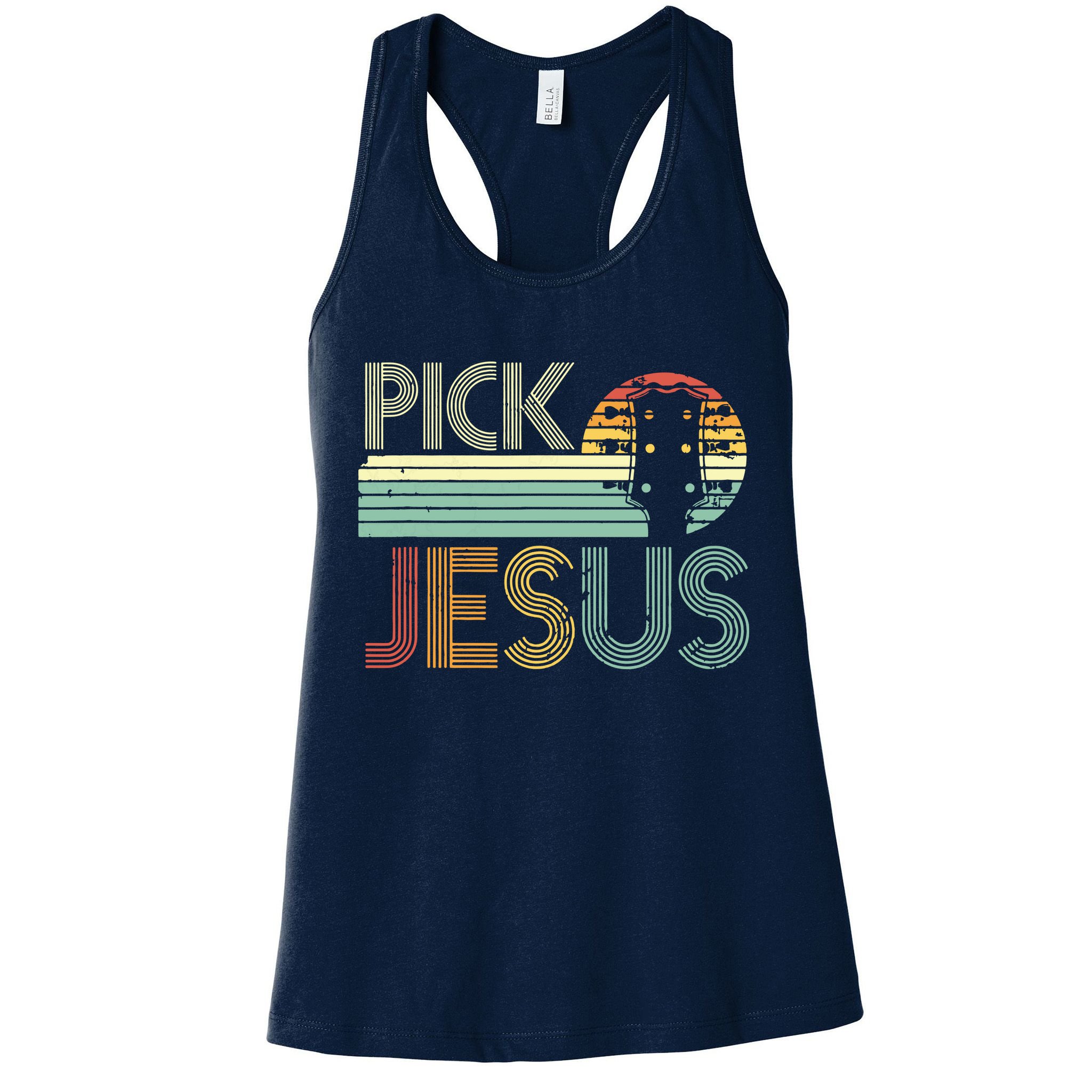 Pick Jesus Religious Musician Idea Guitar Worship Womens Tank Top