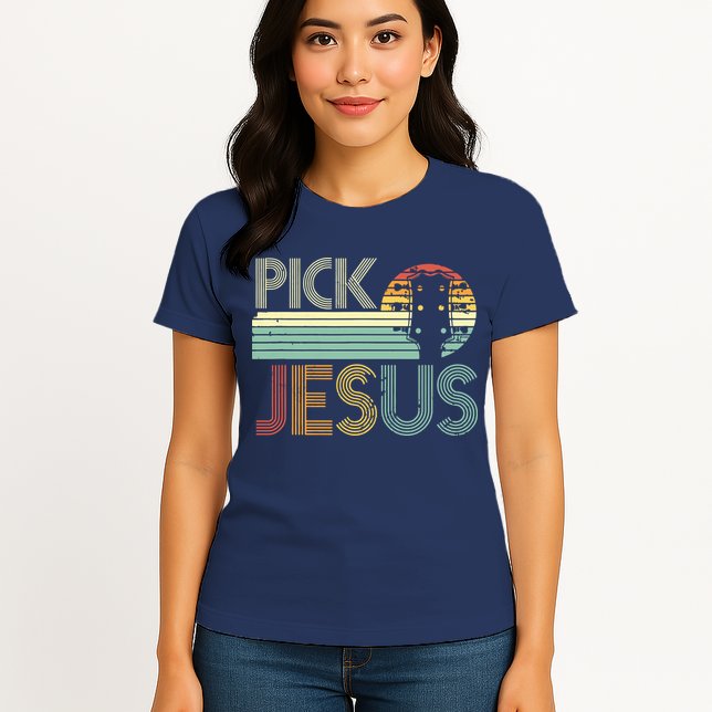 Pick Jesus Religious Musician Idea Guitar Worship Womens T-Shirt