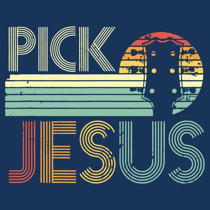 Pick Jesus Religious Musician Idea Guitar Worship Womens T-Shirt