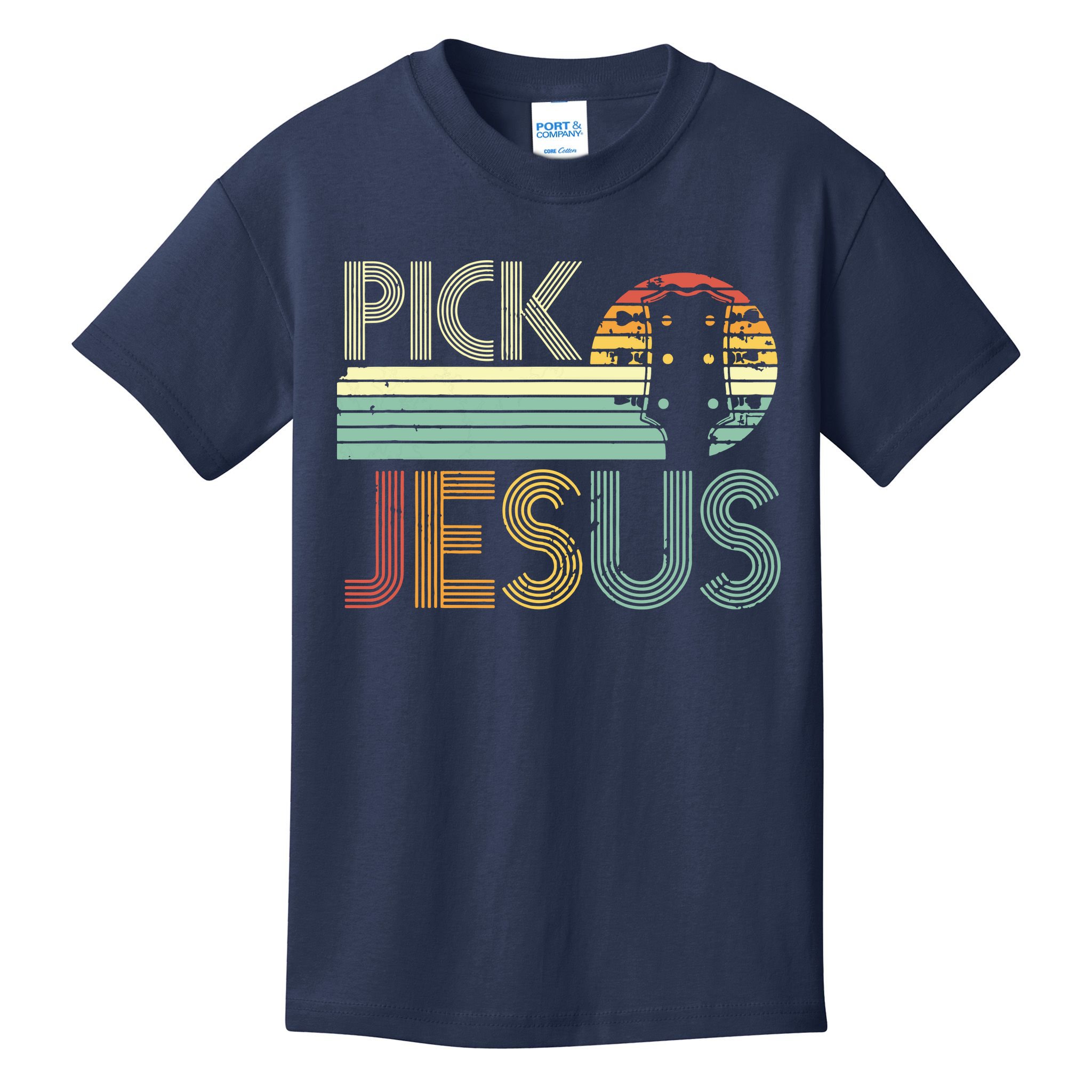 Pick Jesus Religious Musician Idea Guitar Worship Kids T-Shirt