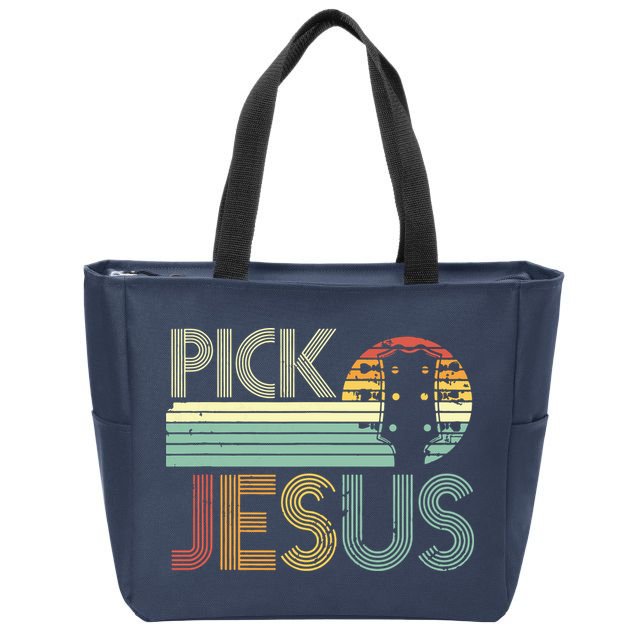 Pick Jesus Religious Musician Idea Guitar Worship Zip Tote Bag