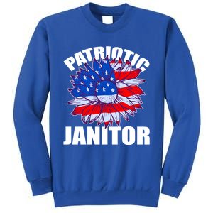 Patriotic Janitor Sunflower Retro Job America Flag Cute Gift Tall Sweatshirt