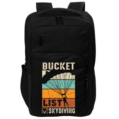 Parachute Jump Skydiver Instructor Bucket Lists Skydiving Impact Tech Backpack