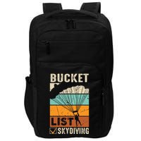 Parachute Jump Skydiver Instructor Bucket Lists Skydiving Impact Tech Backpack