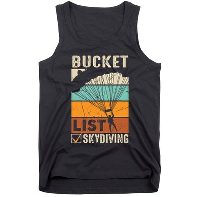 Parachute Jump Skydiver Instructor Bucket Lists Skydiving Tank Top