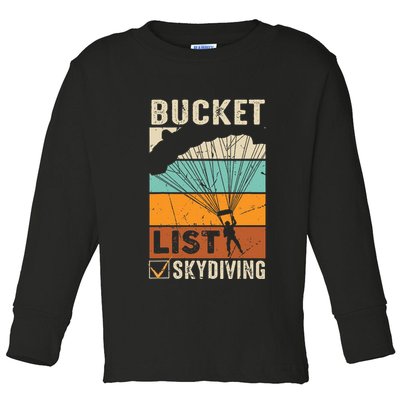 Parachute Jump Skydiver Instructor Bucket Lists Skydiving Toddler Long Sleeve Shirt