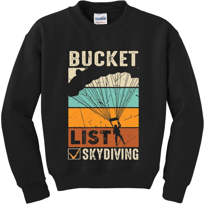 Parachute Jump Skydiver Instructor Bucket Lists Skydiving Kids Sweatshirt