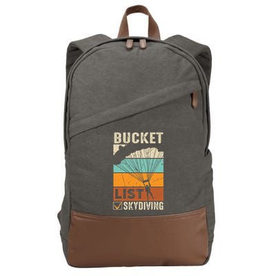 Parachute Jump Skydiver Instructor Bucket Lists Skydiving Cotton Canvas Backpack