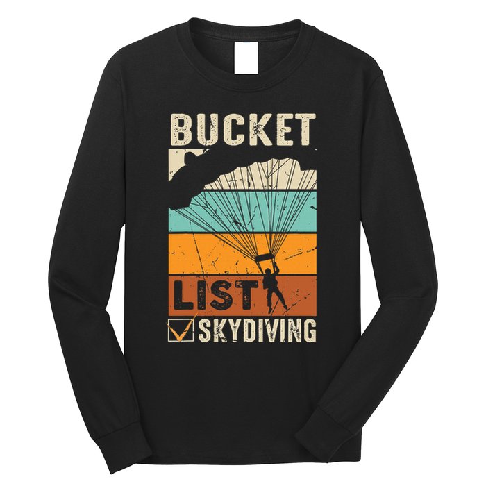 Parachute Jump Skydiver Instructor Bucket Lists Skydiving Long Sleeve Shirt