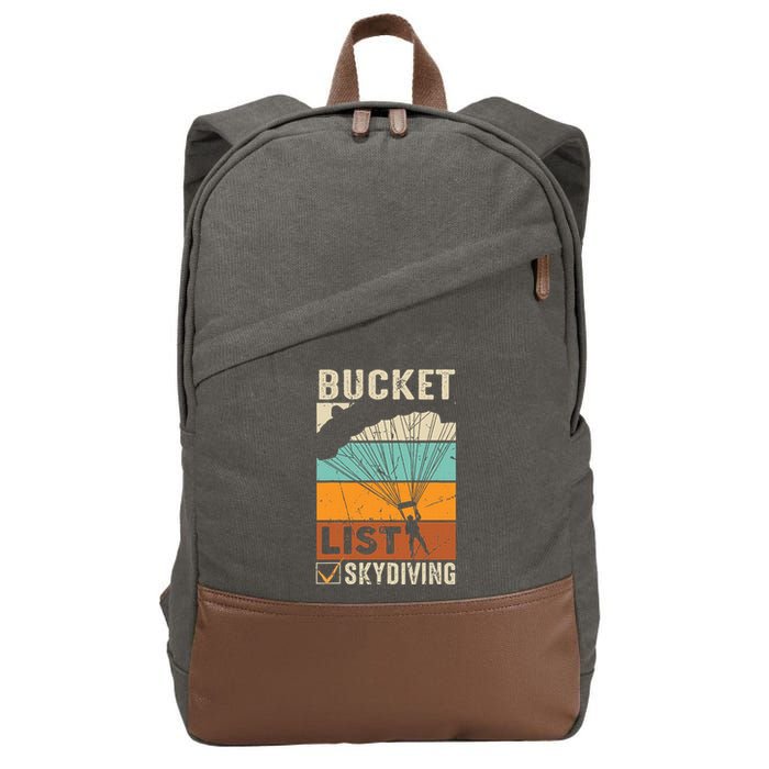 Parachute Jump Skydiver Instructor Bucket Lists Skydiving Cotton Canvas Backpack