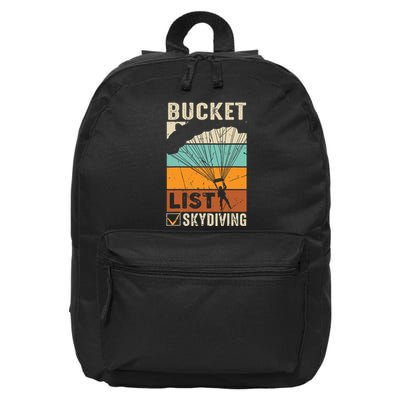 Parachute Jump Skydiver Instructor Bucket Lists Skydiving 16 in Basic Backpack